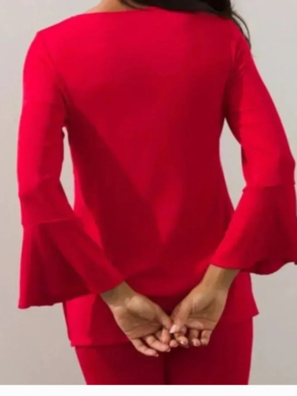 Chico's Travelers Red Flare Sleeve End Top size 3 NWOT